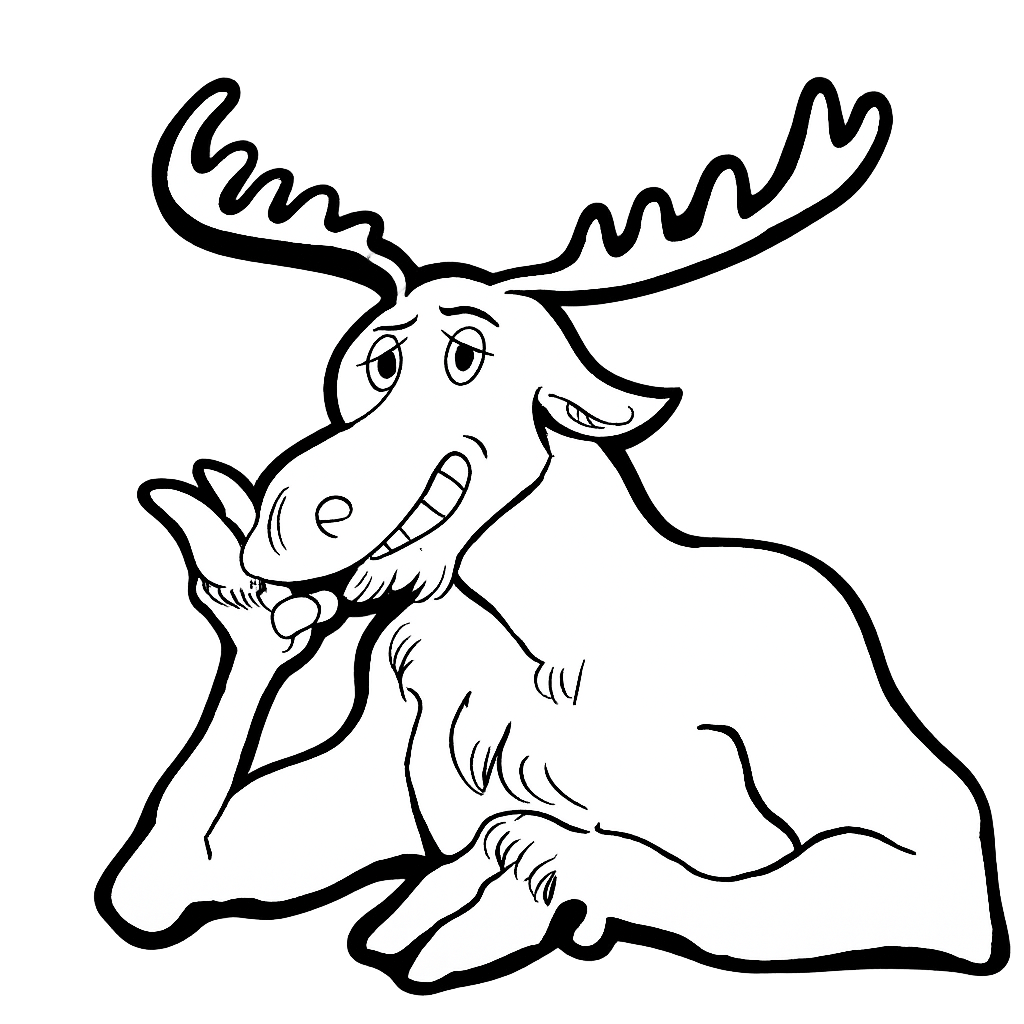 line art of an anthropomorphic moose guy